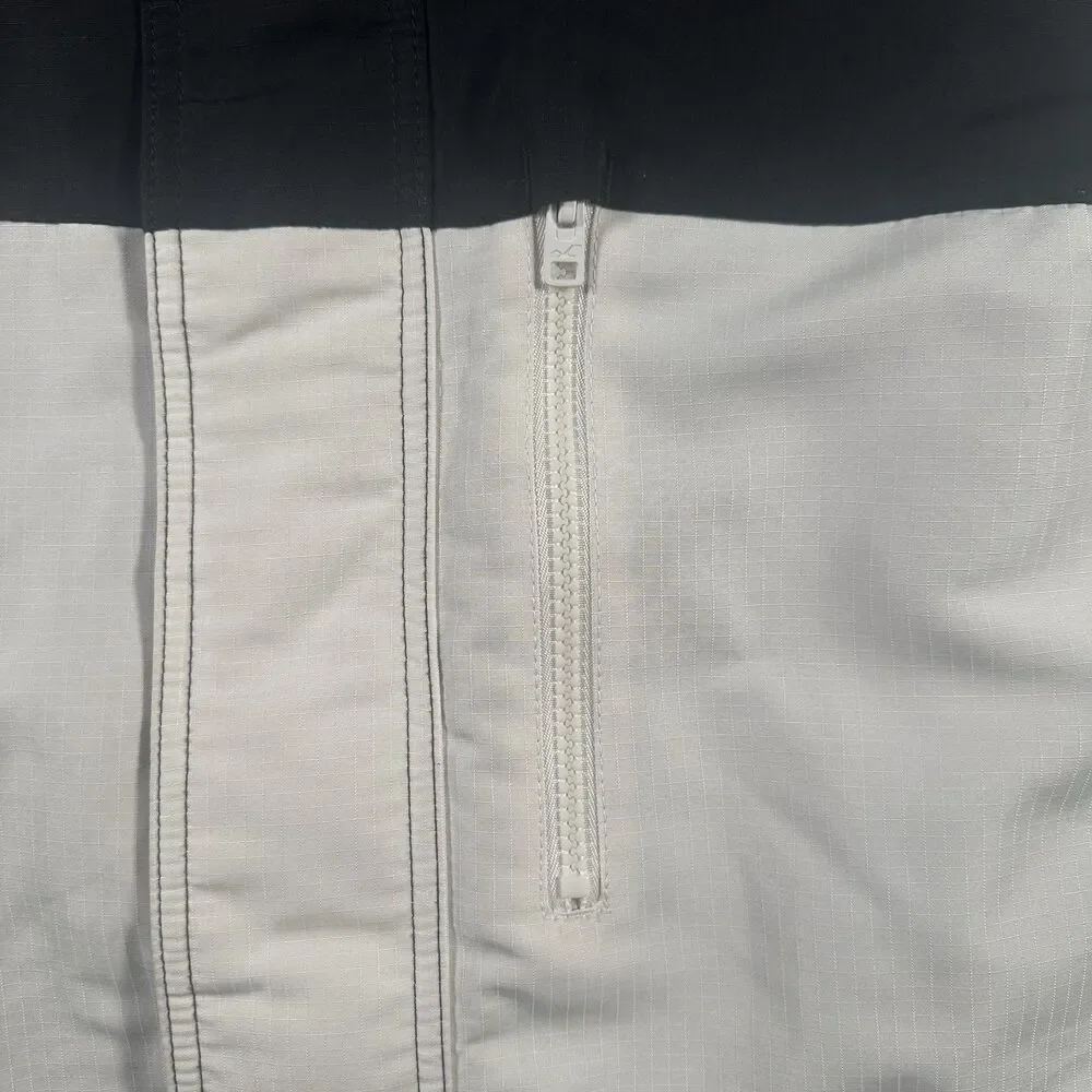 Hollister Mens All Weather Jacket Size M White Black Hooded Windbreaker Coat